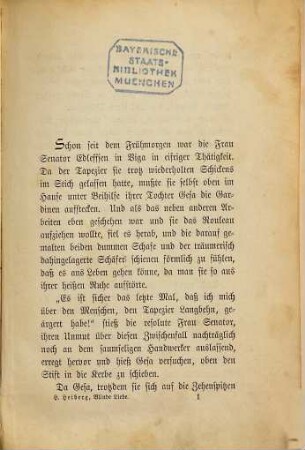 Blinde Liebe : Roman von Hermann Heiberg