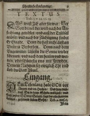 Textus; Eingang; Erklärung des Texts; Lehr.