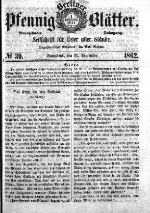 No. 39, Sonnabend, den 27. September