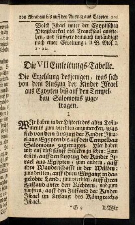 105-112, Die VII. Einleitungs-Tabelle