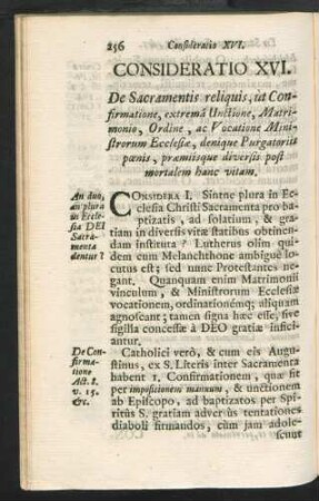 Consideratio XVI. De Sacramentis reliquis, ùt Confirmatione, ...