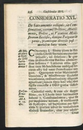 Consideratio XVI. De Sacramentis reliquis, ùt Confirmatione, ...