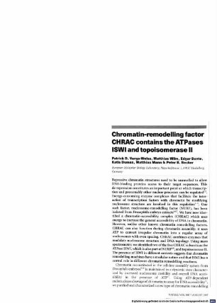 Chromatin-remodelling factor CHRAC contains the ATPases ISWI and topoisomerase II