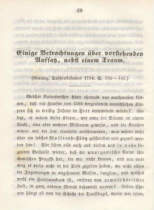 Einige Betrachtungen über vorstehenden Aufsatz, nebst einem Traum