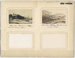 Vier Albumblätter ohne Einband. Seite 2 mit zwei Visitfotos von Dresden