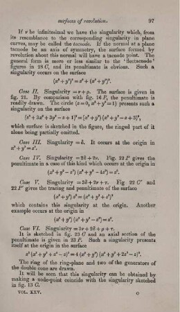 The theory of the singularities of surfaces of revolution. [Fortsetzung].