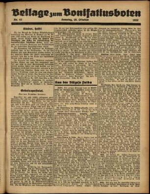 Zweite Ausgabe vom Sonntag, den 16. Oktober 1932.
