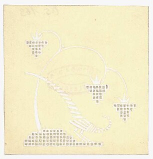 Ornamentstudie : Eckornament mit stilisierter Pflanze und Vogel; rückwärtig Stempel Bütting & GAA Bielefeld