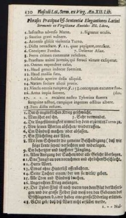 Phrases Praecipuae & Sententiae Elegantiores Latini Sermonis ex Virgilianae Aeneidos XII. Libro.