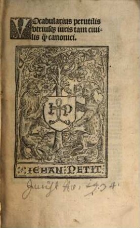 Vocabularius perutilis utriusque iuris tam civilis quam canonici