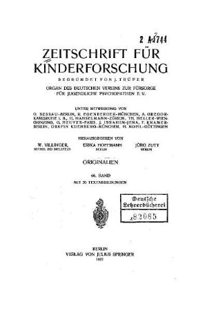 46: Zeitschrift für Kinderforschung - 46.1937