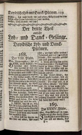 Der dritte Theil enthält Lob- und Danck-Gesänge.