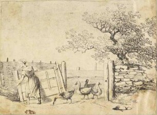 Gänsehirtin mit Gänse