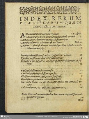 Index Rerum Praecipuarum Quae In inhoc tractatu continentur