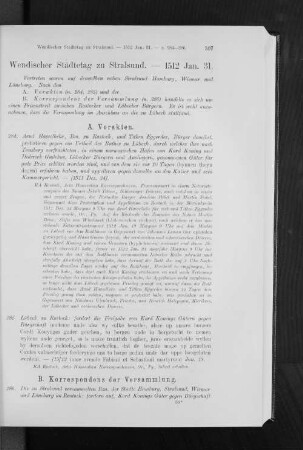Wendischer Städtetag zu Stralsund. - 1512 Jan. 31.