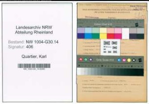 Entnazifizierung Karl Quartier , geb. 14.09.1911 (Schiffer)