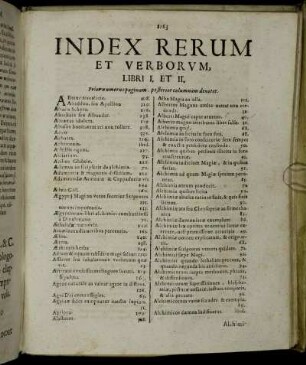 Index Rerum Et Verborum, Libri I, Et II.