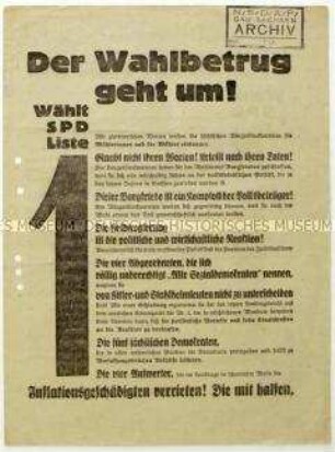 Aufruf der SPD zur sächsischen Landtagswahl 1929