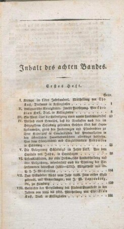 Inhalt des achten Bandes.