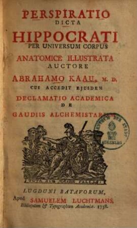 Perspiratio dicta Hippocrati per universum corpus anatomice illustrata