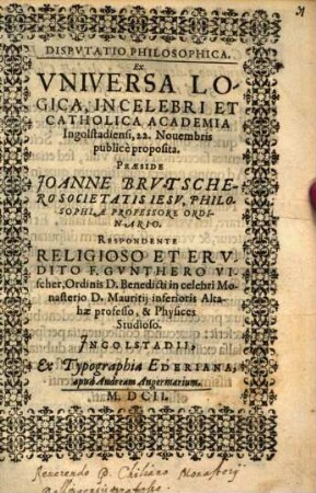 Disputatio philosophica ex universa logica