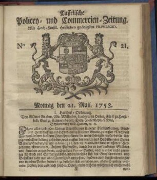 Nro. 21, Montag den 21. Maii 1753