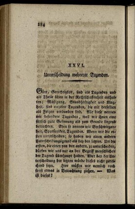 XXVI. Unterscheidung mehrerer Tugenden.