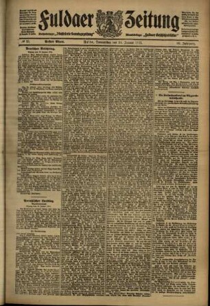 Erste Ausgabe vom Donnerstag, den 19. Januar 1911.