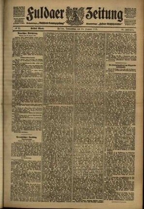 Erste Ausgabe vom Donnerstag, den 19. Januar 1911.