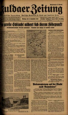Ausgabe vom Montag, den 11. September 1939.