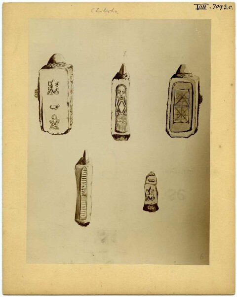 Marking of drawings on stone objects (Chibcha)