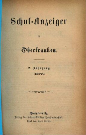 Schulanzeiger für Oberfranken. 2, 2. 1877
