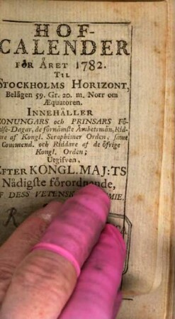 Hof-calender : för året .... 1782