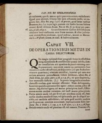Caput VII. De Operationibus Metus In Causa Delictorum.
