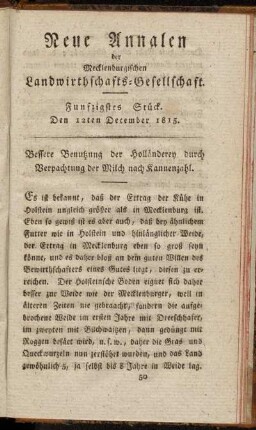Funfzigstes Stück. Den 12ten December 1815.