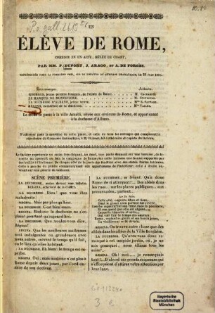 Un élève de Rome : comédie en un acte, mêlée de chant