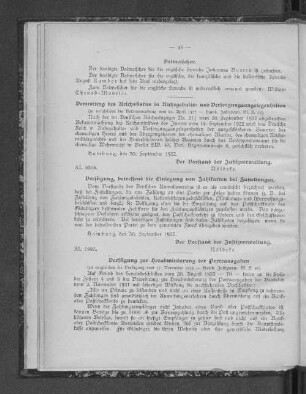 Vertretung des Reichsfiskus in Ruhegehalts- und Versorgungsangelegenheiten