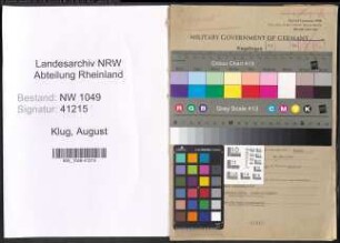 Entnazifizierung August Klug , geb. 30.12.1900 (Kaufmann)