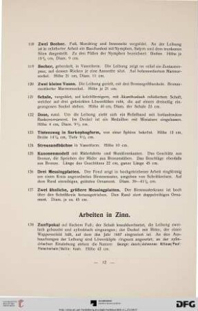 Arbeiten in Zinn (Nr. 128-142)