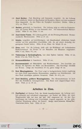 Arbeiten in Zinn (Nr. 128-142)