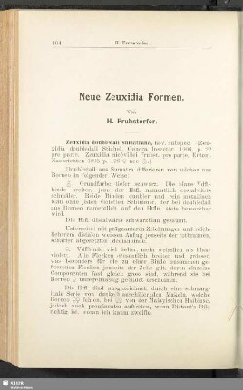 Neue Zeuxidia Formen