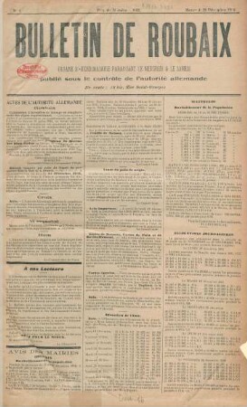 1916: Bulletin de Roubaix