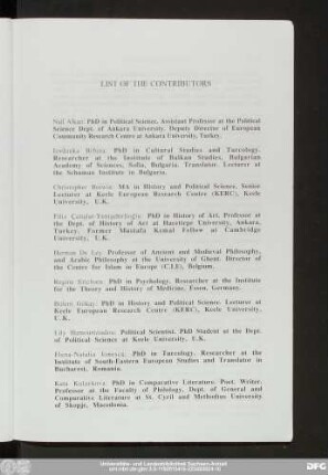 List Of The Contributors