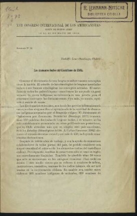 Los elementos indios del Castellano de Chile.