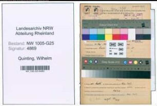 Entnazifizierung Wilhelm Quinting , geb. 13.05.1903 (Kaufmann)