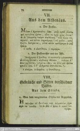 VIII. Gebräuche und Sitten verschiedner Völker