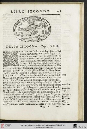 Cap. LXIIII. Della Cicogna