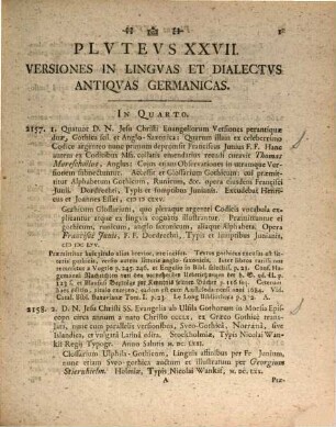 Bibliotheca Biblica Serenissimi Wv̈rtembergensivm Dvcis Olim Lorckiana. Pars III., Versiones Tevtonicas Sev Germanicas Continens