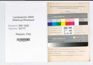 Entnazifizierung Fritz Rossum, geb. 26.12.1887 (Berufssoldat)