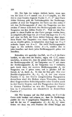 Die Berührungspunkte der Tangenten der Curve aus einem ihrer Punkte.